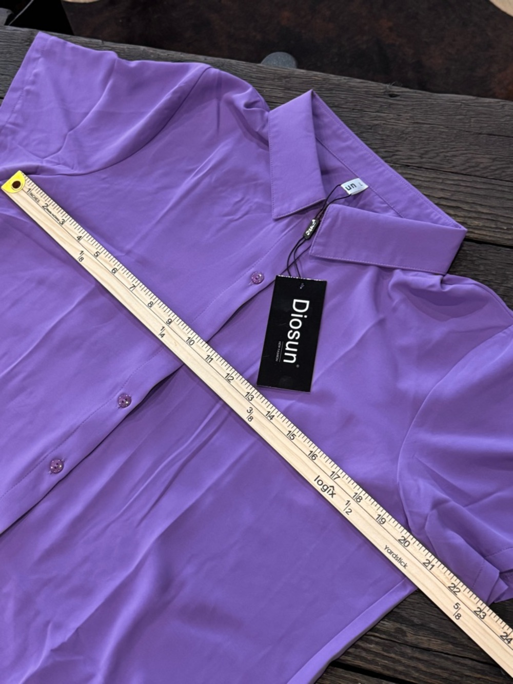 NWT Lavender Purple Short-Sleeve Button Shirt Womens Size Large - Picture 5 of 6